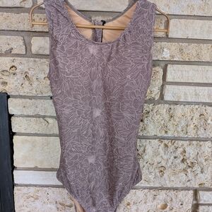 Scoop Neck Floral One-Piece Swimsuit in Dusty Mauve